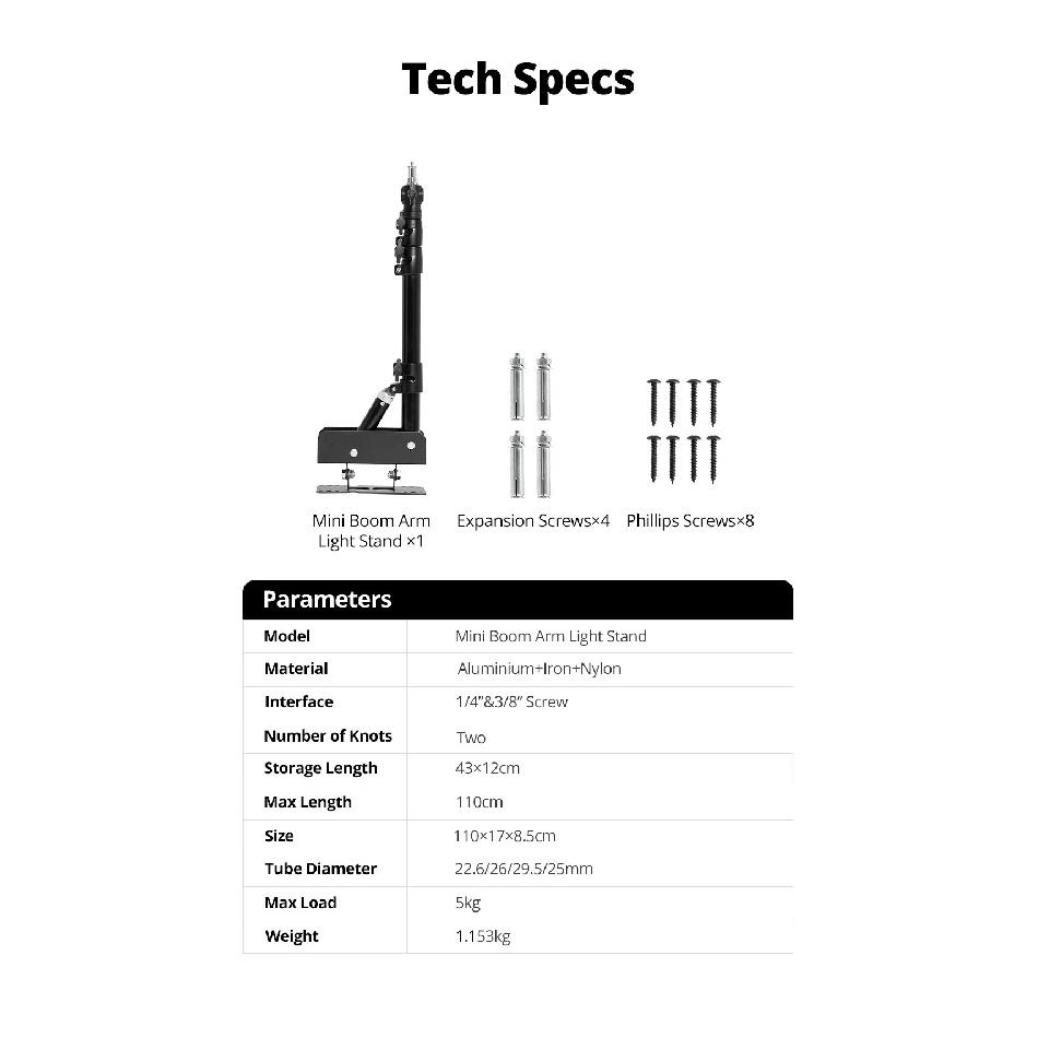 Ambitful 110cm Photography Heavy Ring Light Wall Mount Ceiling Triangle Boom Arm Studio Strobe Lights,Softbox Support Stand