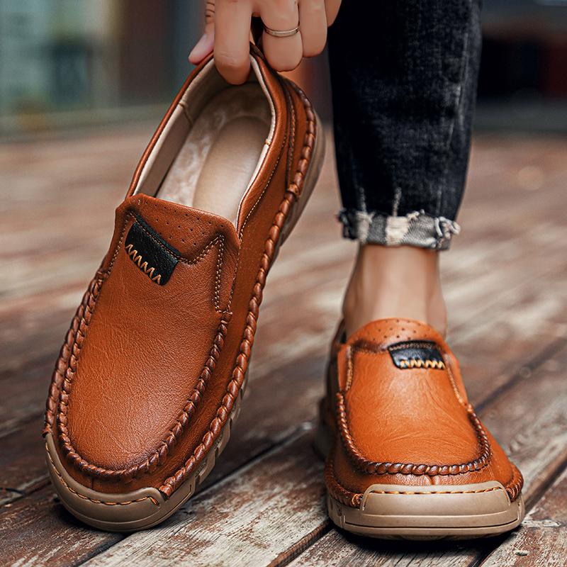 38-46 Men's Leather Casual Shoes Handmade Loafers Comfortable Men's Slip On Shoes Flat Moccasins Men's Sneakers