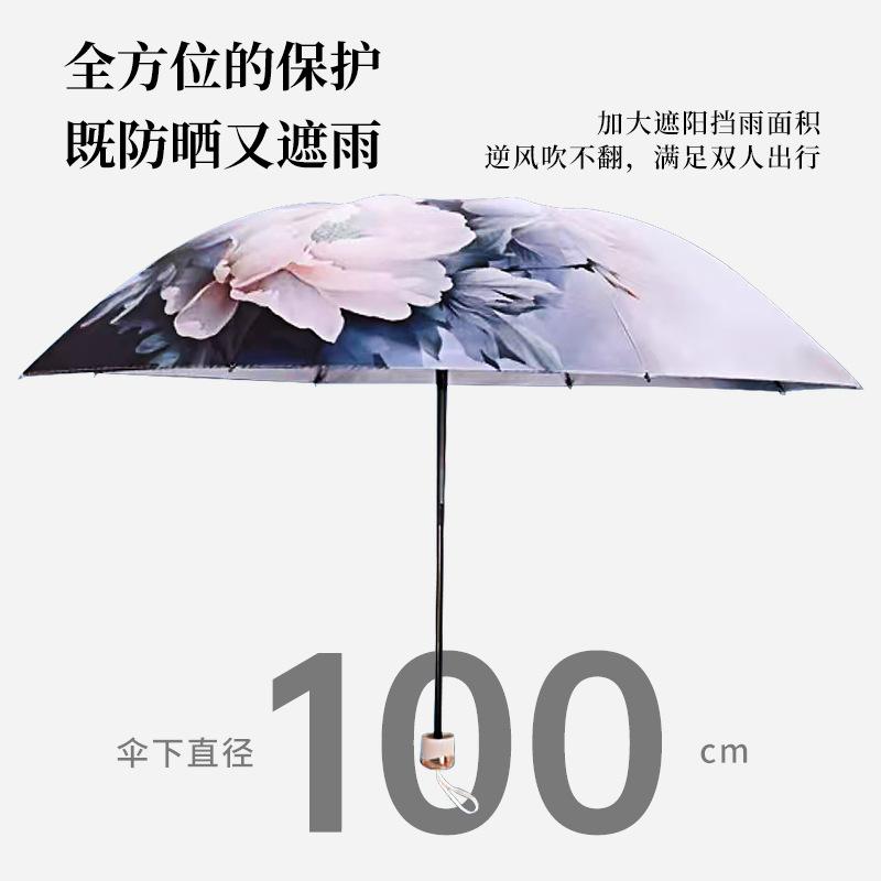 Double-layer sun umbrella vinyl sunscreen UV protection parasol double-sided printing weather and rain manual umbrella female