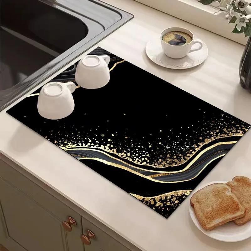 Solid Color Simple Placemat Kitchen Diatomite Dish Drainer Super Absorbent Coffee Rug Drain Pad Non-slip Bath Drying Dishes Mat