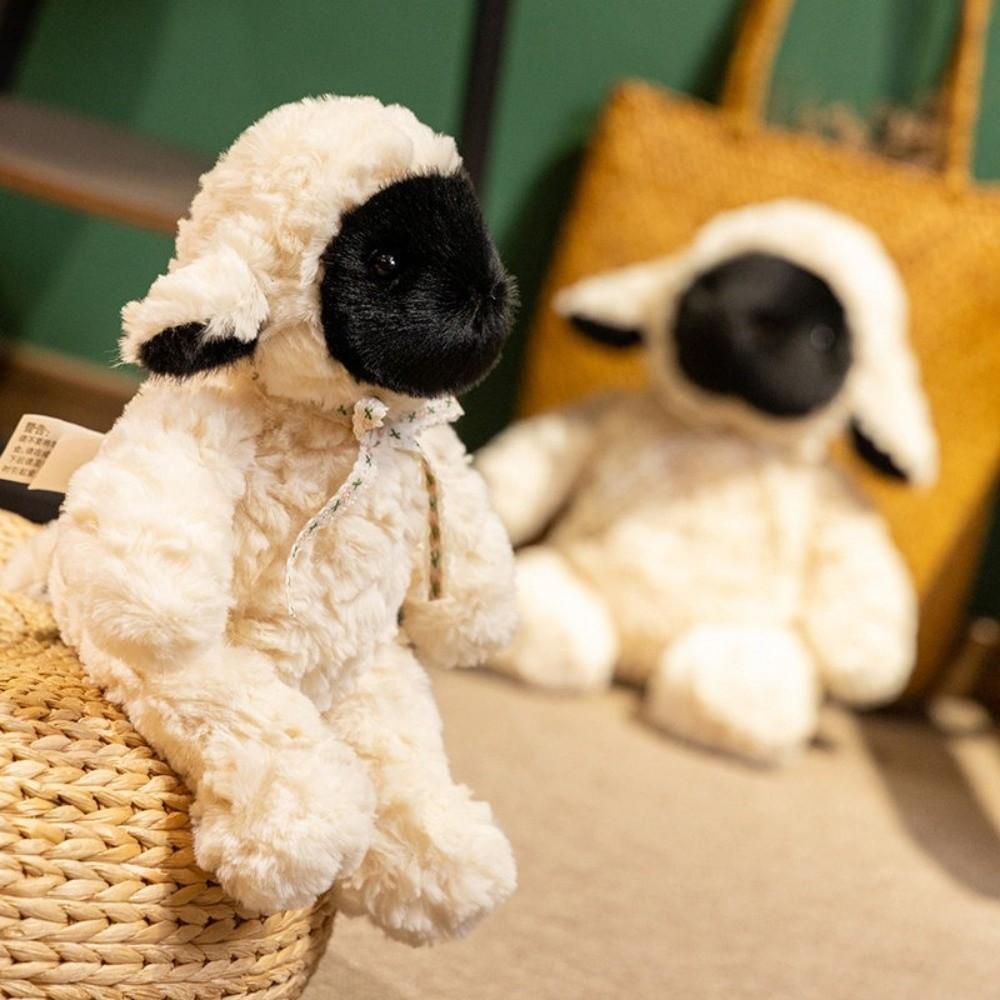 Black Face White Body Plush Toys Cozy Fluffy Lamb Stuffed Gentle Plushie Doll For Kids