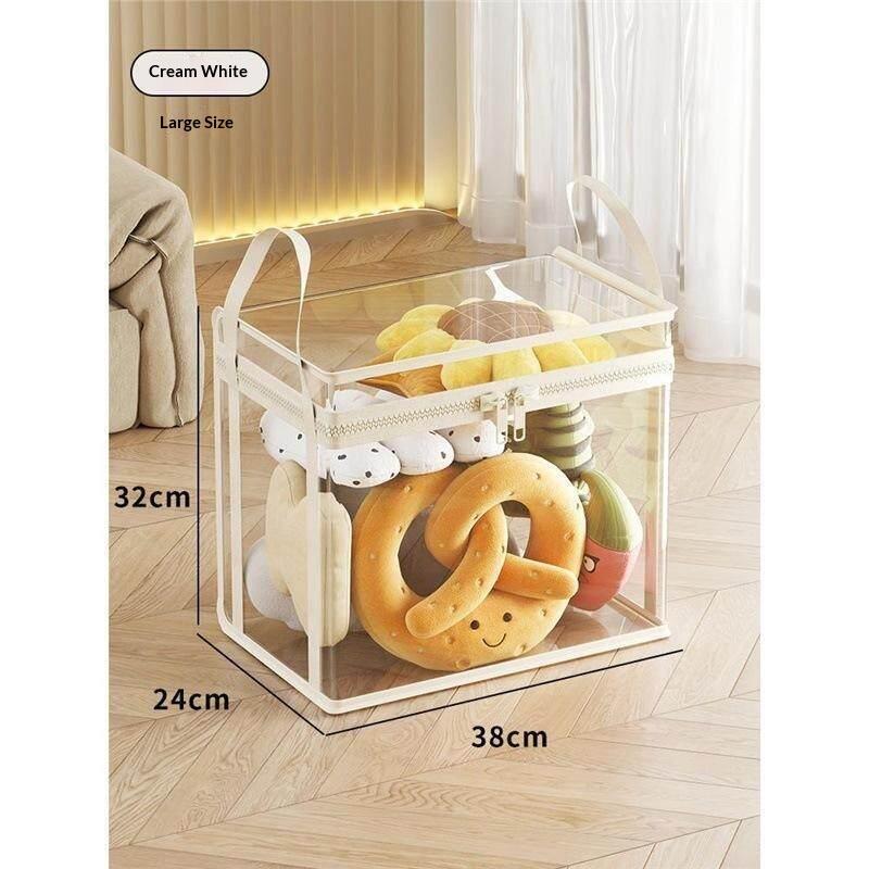 Universal Transparent Visible Doll Storage Bag Large Capacity Clear Storage Case With Zipper Handle Moisture-Proof Organizer Box
