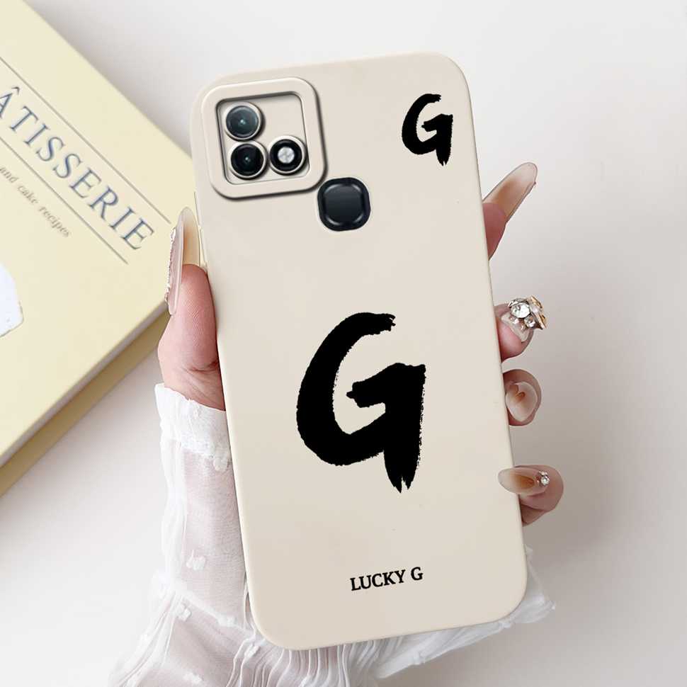 For Infinix Hot 10i X659B Case White Lucky Letters A-Z Soft Silicone Cover For Infinix Hot10I Smart 5 Pro 6.52 " Phone Cases
