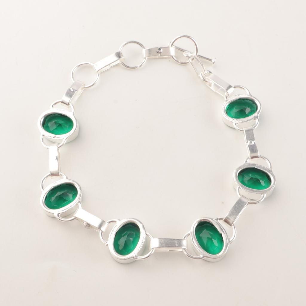 Chromdiopsid Edelstein 925 Sterlingsilber Schmuck Kette Armband 9" Für Damen RB-6-1