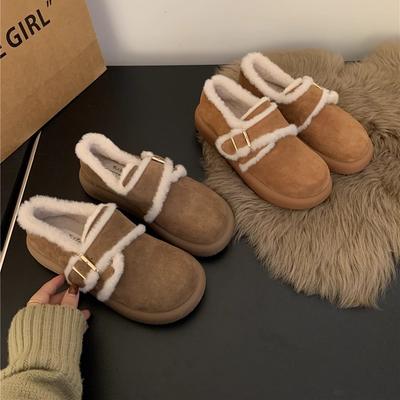 Bottes de Neige Chaudes en Fourrure Doublée Moelleuse à Semelle Souple Grande Taille pour Femmes Automne et Hiver Randonnée Décontractée Sports Chaussures en Coton Chaussures en Fourrure