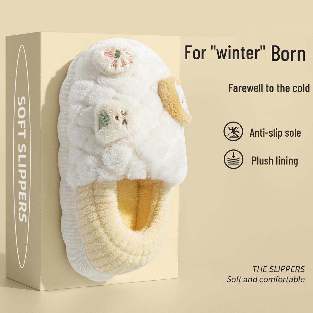Jieliya Niedliche Onigiri Winter 2025 Indoor Rutschfeste Dicksohlige Baumwollpantoffeln für Damen und Herren