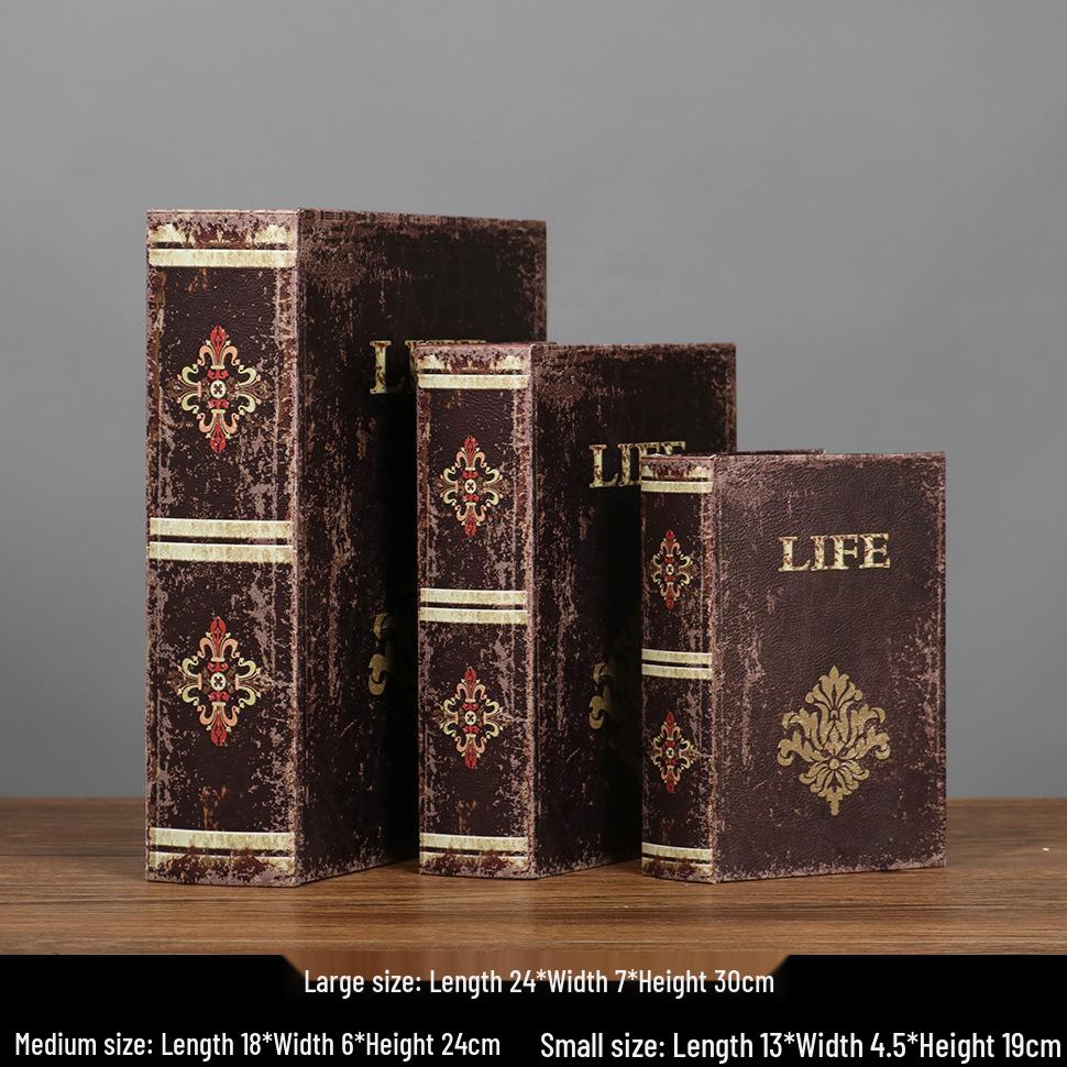 Scaffale per Libri in Legno Retrò Europeo: Ornamenti Vintage e Scatola Decorativa per Libreria