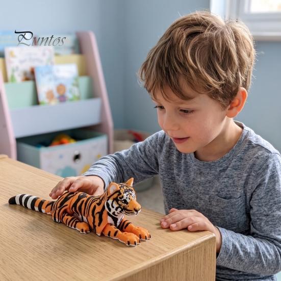 3D Printed Tiger Model Figure, Realistic with Movable Joints, Articulated Figure Forest Animal Figurine for Home Office Bookshelf Flexible Ornament
