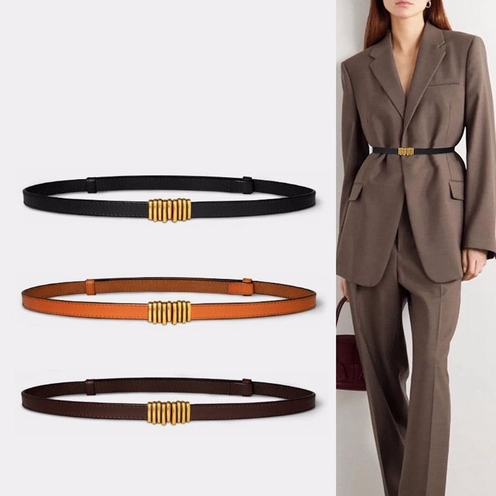 Zinc Zinc Alloy Metal buckle All-match Skirt decorations Thin waistband PU leather belt Circle Waist Strap