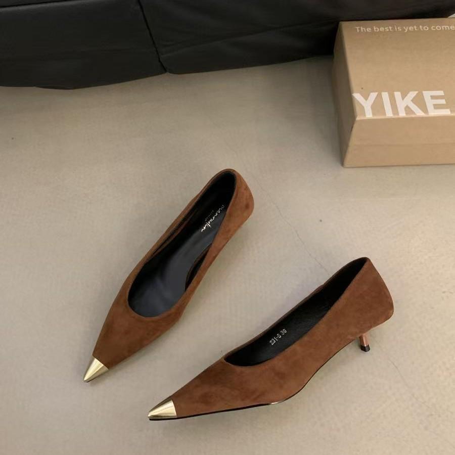 2025 skirt temperament pointed French light mouth single shoes with color matching new summer stiletto high heels celebrity single
