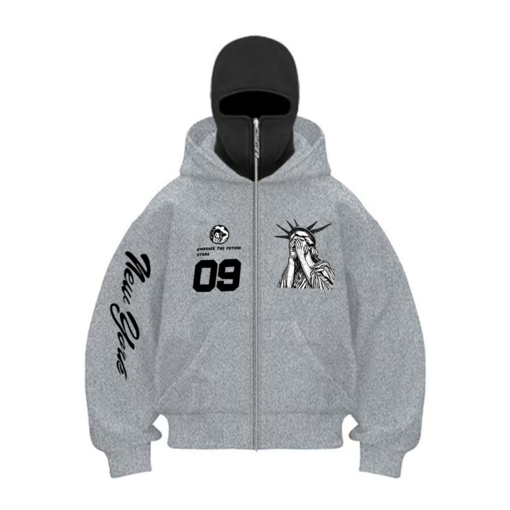 

Осень и Зима Мода Харадзюку Y2K Принтованный Уличный Худи на Молнии с Двойным Капюшоном Подходит для Мужчин и Женщин Хип-Хоп XXL