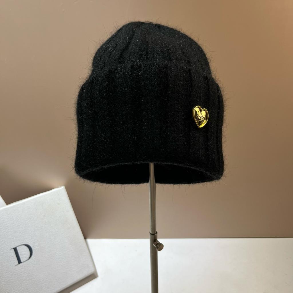 Xiaoxiangfeng Love Cha High Quality Rabbit Hair Knitted Hat Women'S Face Small Wide Stripe Sweet Wool Hat