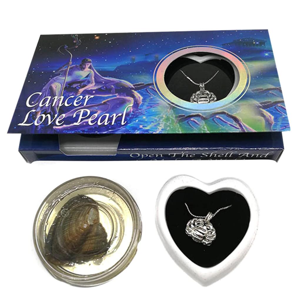 Kit Fai da Te Creazioni Perla d'Amore Zodiaco Desideri con Collana Ciondolo Conchiglia di Perla d'Acqua Dolce Scatola Regalo in Lattina per Decorazione Donna