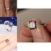 Sophisticated Small Square Ring Unique Personality Metal Inlaid For Women