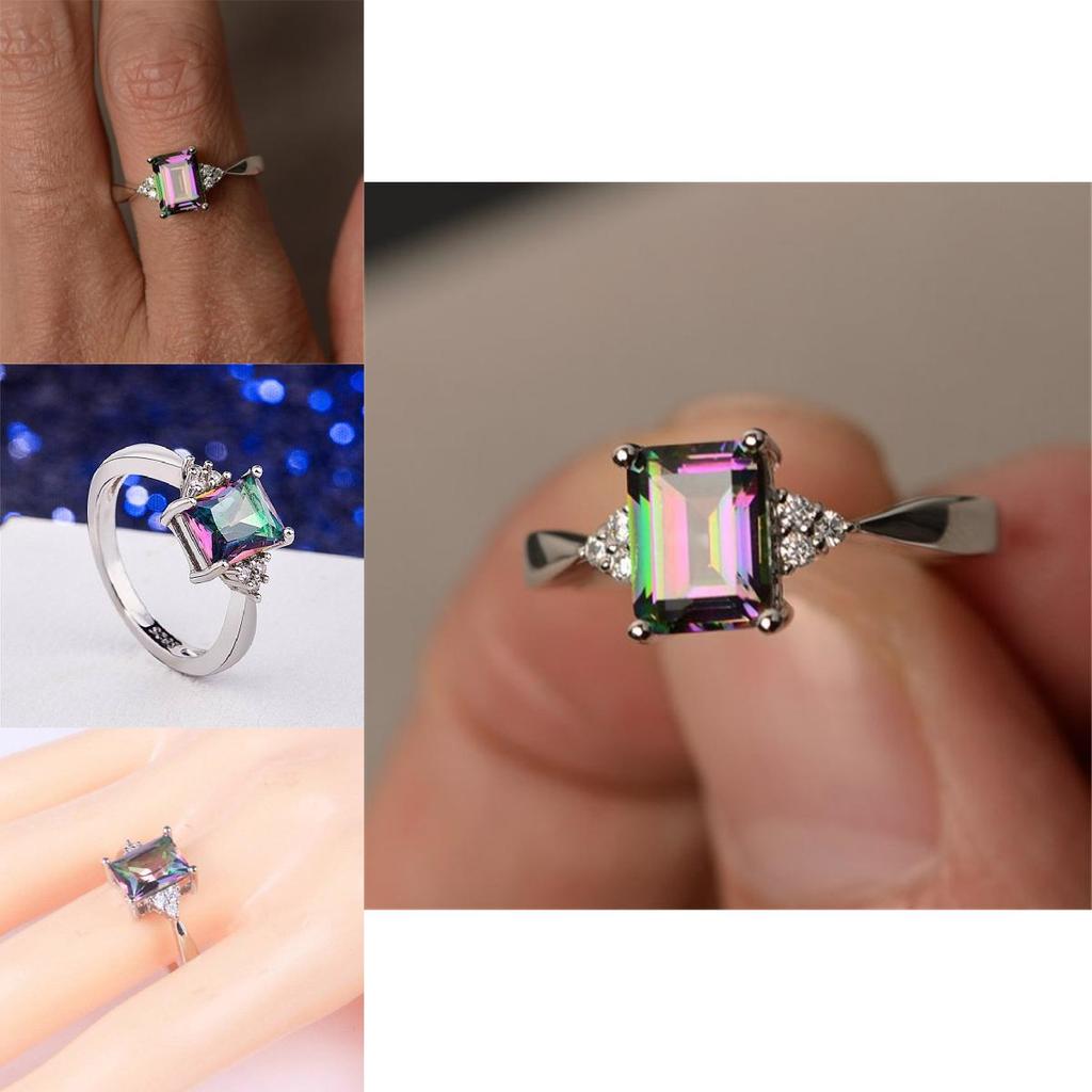 Sophisticated Small Square Ring Unique Personality Metal Inlaid For Women