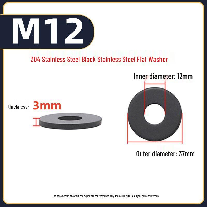 Yigu Yigu Stainless Steel Black Gasket Washer M3M4 Flat Screw Washer