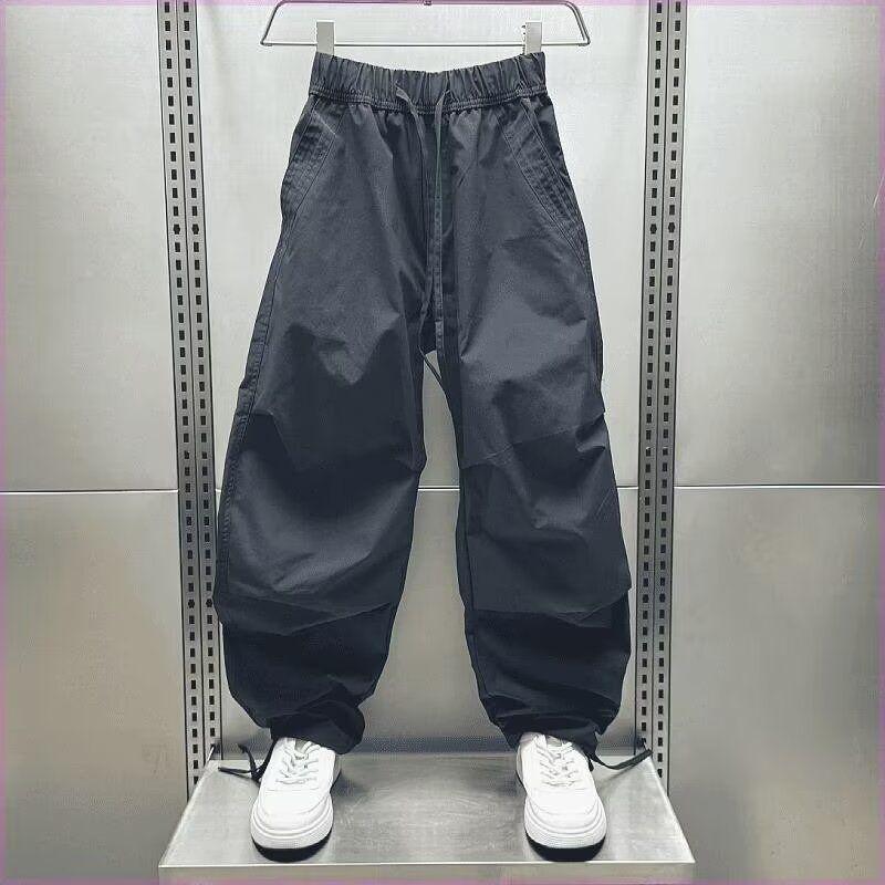 New Versatile Splicing Casual Pants Tied with Dyed Autumn New Loose Tie Pants Quick-drying Fashionable Nine-point Men Pants