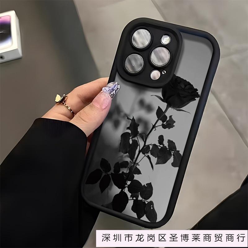 Fuzzy Black Rose Is Suitable for Apple 16 Mobile Phone Case iPhone13/14 Diablo 11Pro Silicone 12 Anti-drop XS