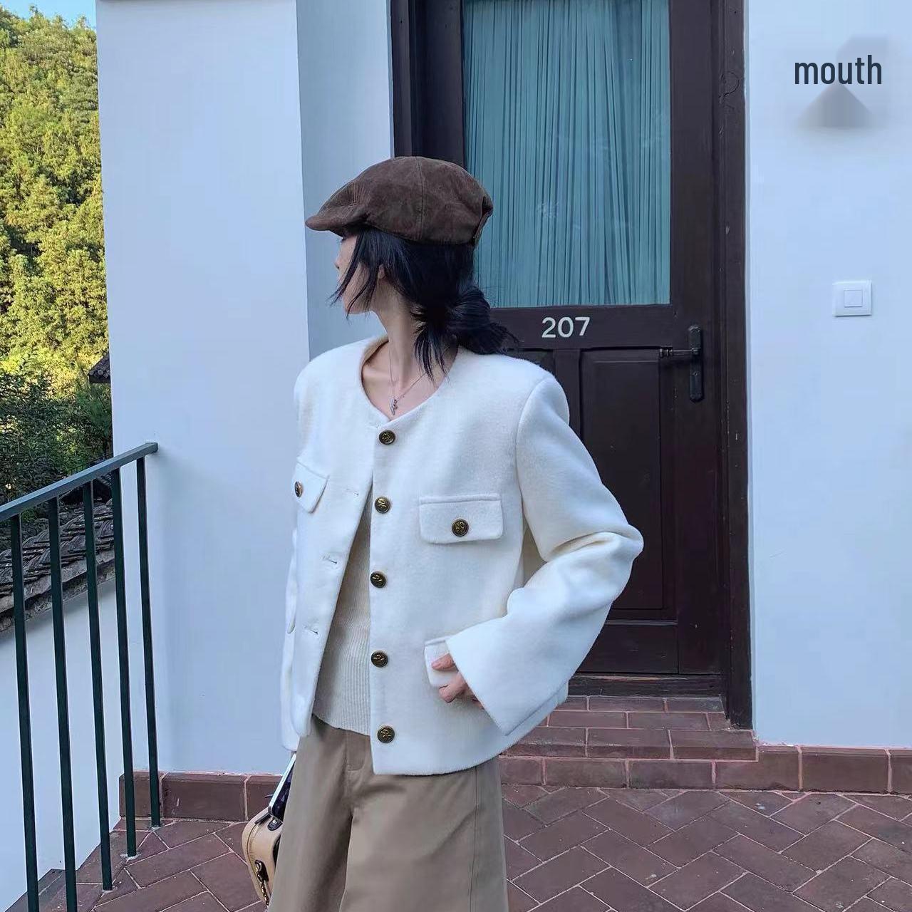 

Milk White Retro Wool Coat - 2026 Autumn/Winter New Style, Versatile & Chic Small