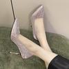 22 spring and summer new pointed head bag head thin heel shallow mouth bright outer wear niche high heels