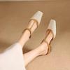 2025 Summer New Women's Hollow-out Cow Leather Metal Buckle Slip-on Mary Jane Flats Slides Sandal Elegant Ladies Shoes