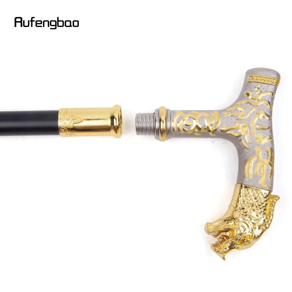 Golden White Dragon Handle Pattern Walking Stick Party Fashion Elegant Walking Stick Decorative Cospaly Cane Knob Crosier 89cm