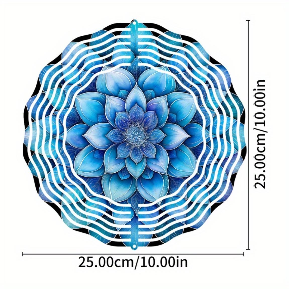 

1 шт. 10-дюймовый подвесной колокольчик, узор на тему цветка мандалы, с вращающимся на 360° крючком, художественный колокольчик 01A