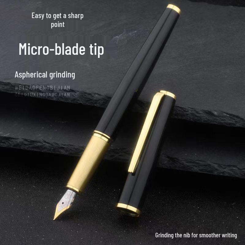 Classic Business Signature Fountain Pen with Ink Cartridge for Calligraphy Practice - Gift Pen with Engraving for Students