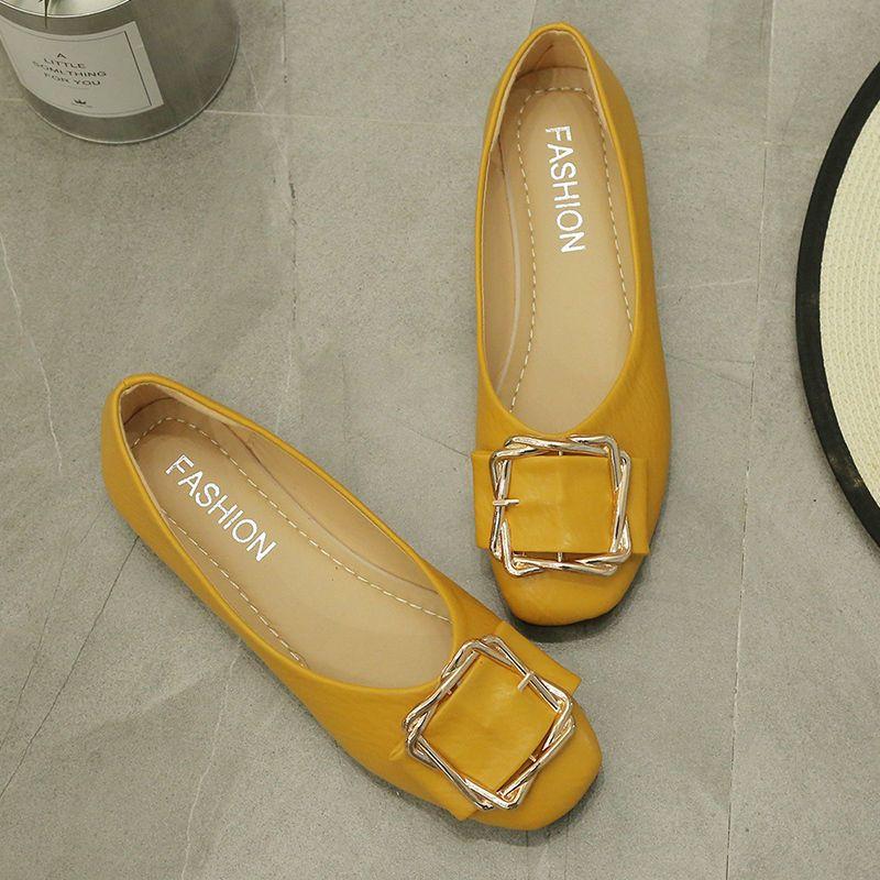 Women's Flat Shoes Spring and Autumn Square Toe Slip-on Ladies Footwear Cheap Clearance Stylish Korean Style Comfortable 39 Shoe