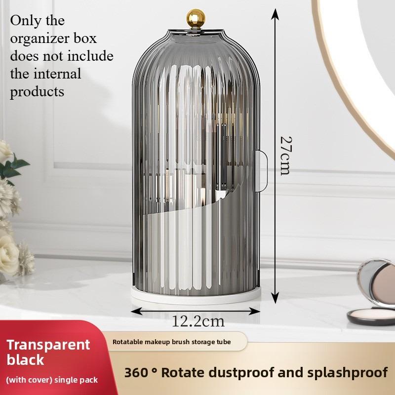 Birdcage Brush Holder Shelf Dustproof Compartment Desktop Cosmetic Organizer Rotating Makeup Brush Organizer Cartridge