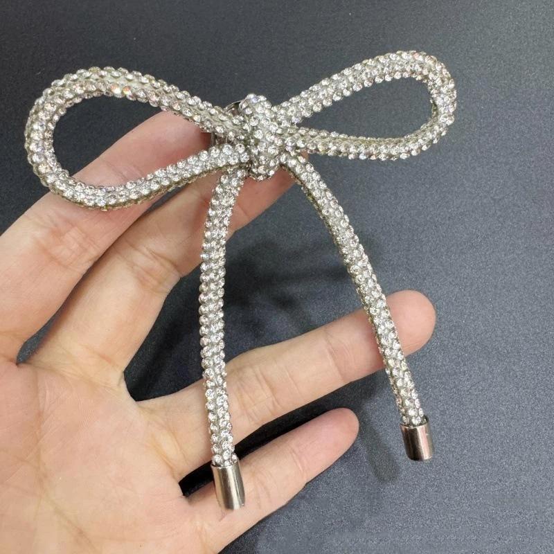 Exquisite Sparkly Crystal Bow Brooches Badges For Women Girls Fashion Lady Bowknot Boutique Pin Accessories Gift