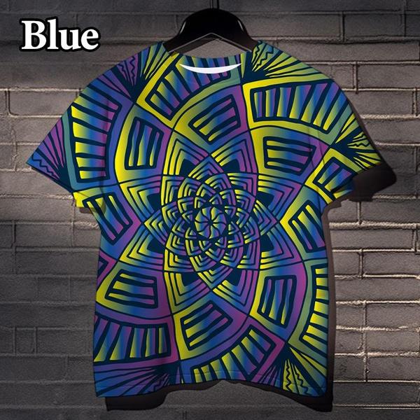 

Футболки для мужчин и женщин с цветным геометрическим узором, напечатанные на 3D-принте, веселые, гипнотические, с короткими рукавами, в стиле уличной моды 6XL