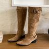 Fashion New Fashion Pointed Toe Modern Ladies Knee High Boots With Heels Shoes Female Buckle Footwear Women Western Long Booties Shoes