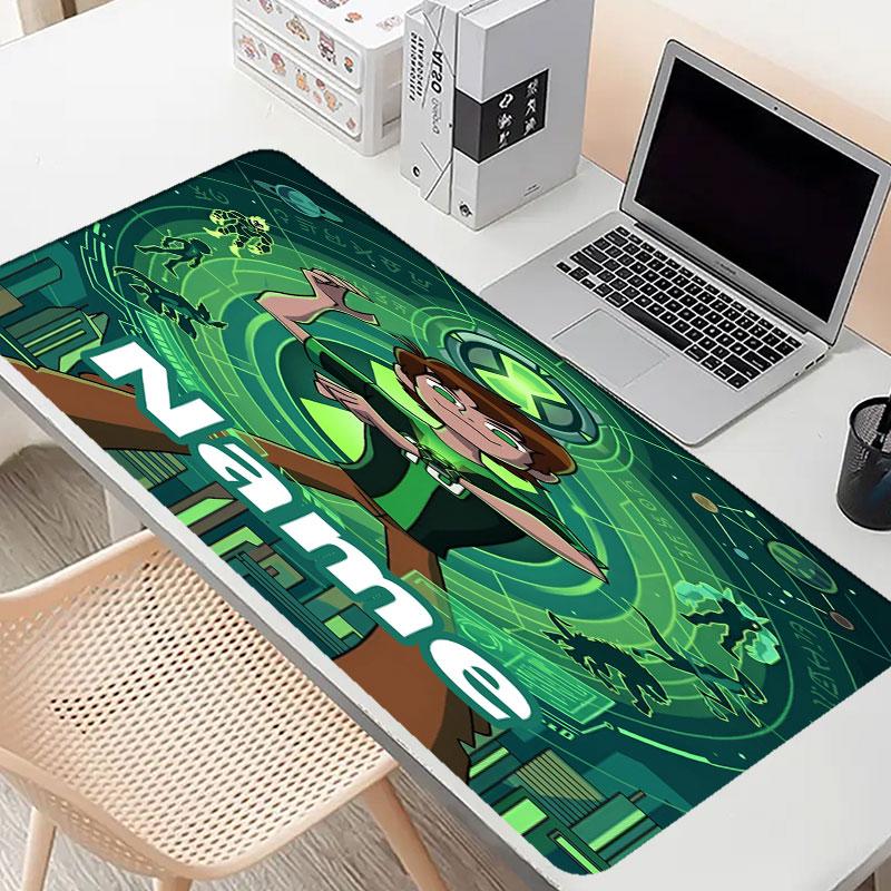 Custom Name Personalized Ben 10 Cartoon Pattern Mousepad, Laptop PC Desk Mat, Decorative Desk Mat for Home Keyboard Pad Gift