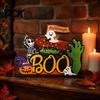 Themed Halloween Room Decorations Tabletop Decor Signs, Pumpkin Ghost Gnome Wood Centerpiece Blocks, Spooky Table Centerpieces Party Tiered