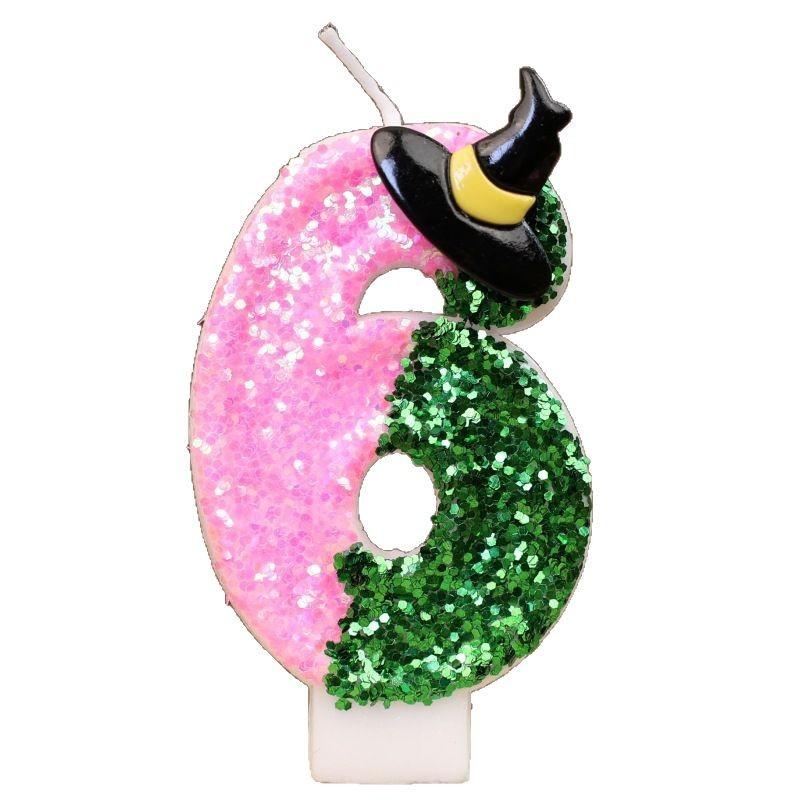 Sequin Number Birthday Candle 0-9 Creative Cake Decoration First Year Number Candle Wizard Hat