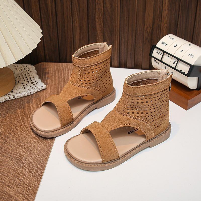 Atmungsaktive High-Top Römische Sandalen für Kinder mit weicher Sohle und Reißverschluss hinten für Mädchen, Sommer 2026
