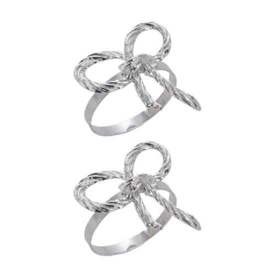 Napkin Rings with Bow Decor Zinc Alloy Napkin Holders Wedding Party Decoration Table Setting Accessories