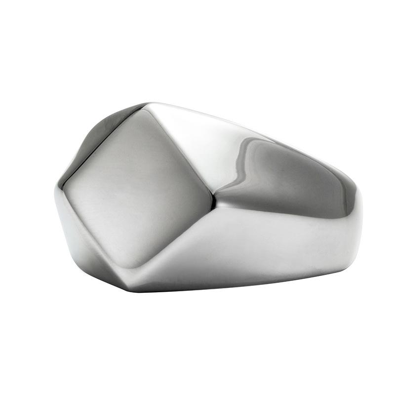 European and American Geometric Glossy Ring Men's Square Diamond Ring Imitation Titanium Steel