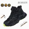 Men's Anti-Puncture Safety Boots Steel Toe Lightweight Breathable Indestructible Shoes Soft Upper All-Season Casual Hiking Shoes