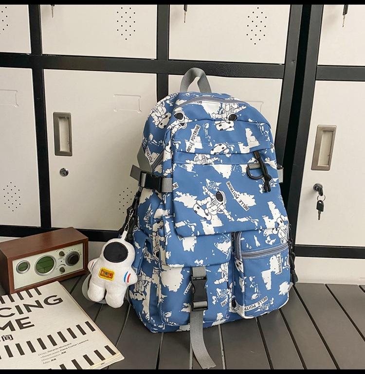 School bag large capacity multi-compartment tide cool junior high school students design sense versatile personality graffiti back