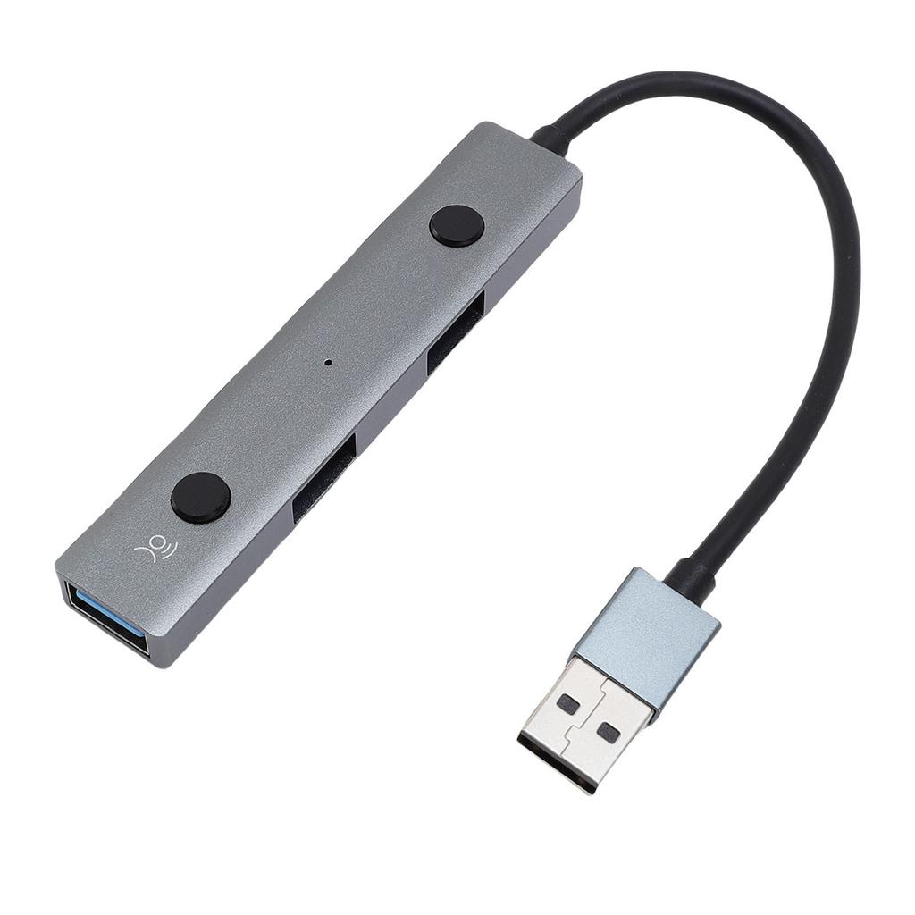 AI Powered USB Hub Voice Control Aluminum Alloy Shell USB 2.0 Hub Adapter for Computer Laptop Tablet