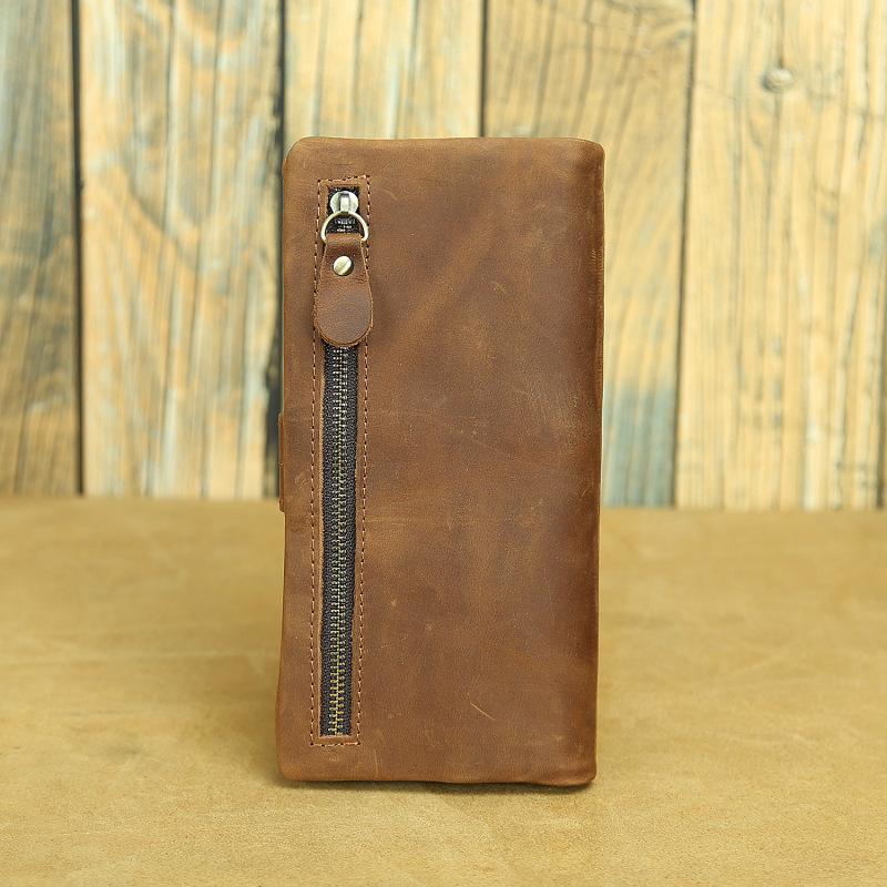 Retro Crazy Horse Leder Geldbörse Erste Schicht Rindsleder Herren Geldbörse Lang und Kurz Leder Multi-Karten Damen Geldbörse