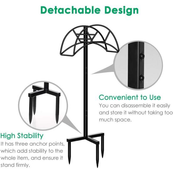 Supporto per tubo da giardino per carichi pesanti indipendente Gancio per tubo dell'acqua Avvolgitubo Supporto per tubo in metallo staccabile per esterni Portatubo da giardino Stoccaggio del tubo da giardino