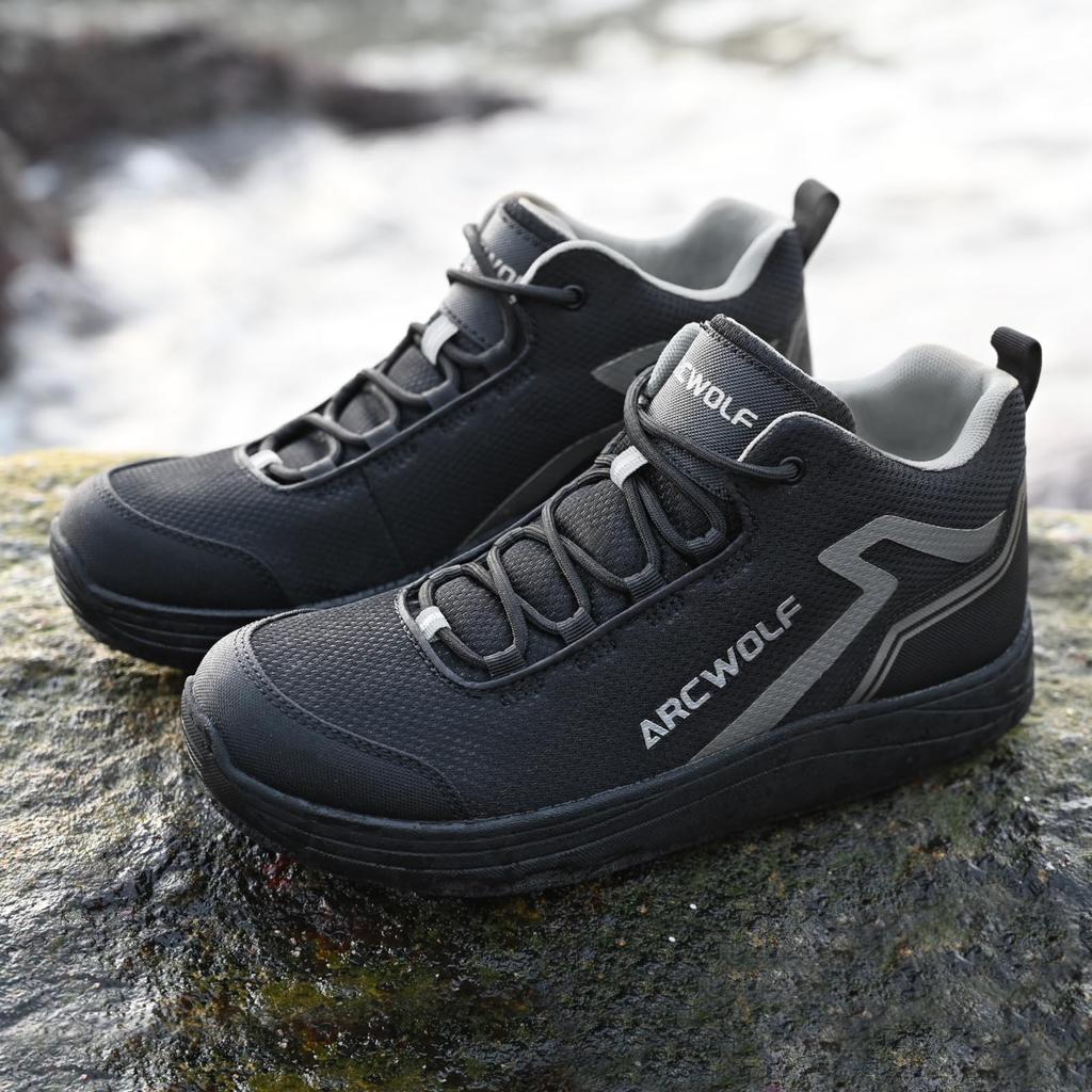 ARCWOLF Wading Fishing Felt Spike Felt Breathable Spike Shoes for Rock Fishing and Stream Black Size Shoes, Shoes, Shoes, Sole, Quick-Drying,