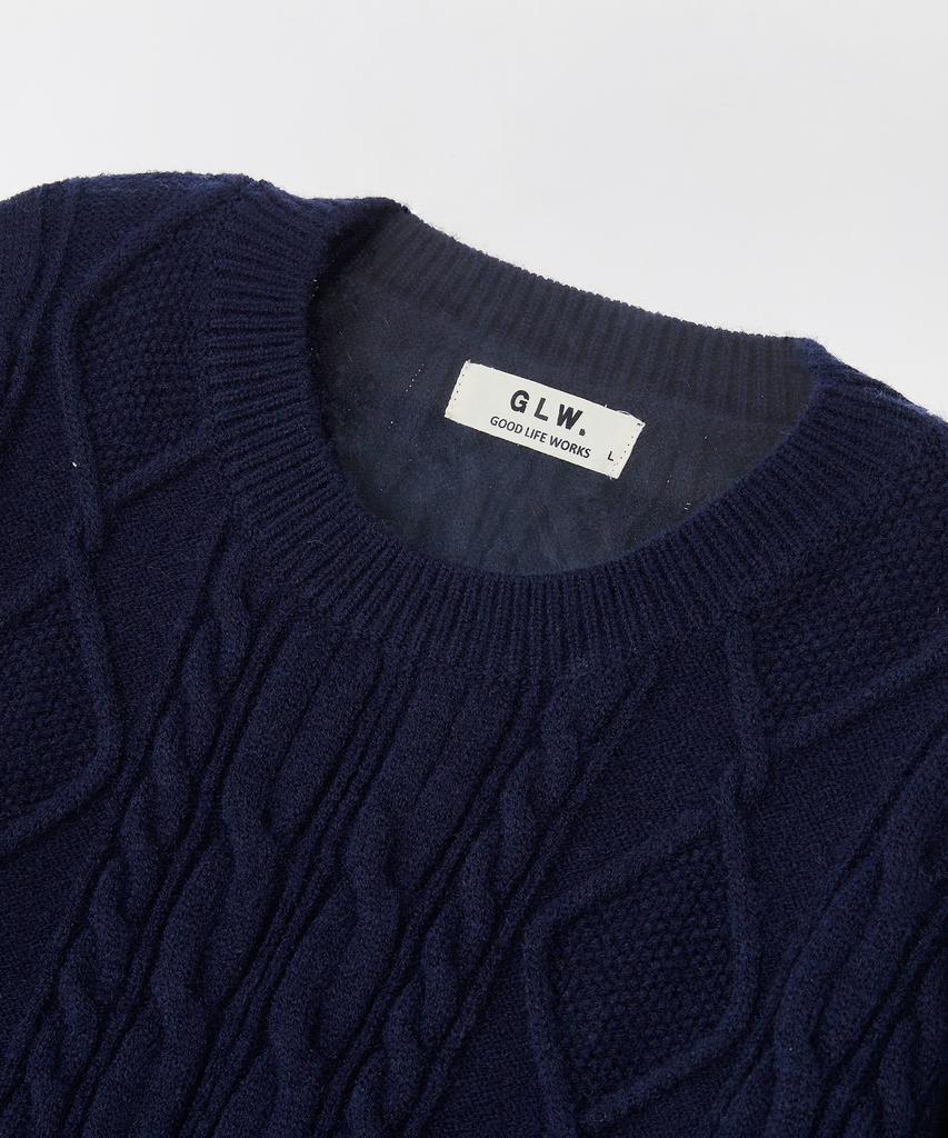 GLW Cable Crew Neck Sweater Knit Navy