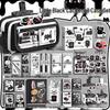 Transparent Black Cat Multi-layer Pencil Case with Gift Stationery Set