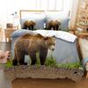 3D Printing Bear Duvet Cover Set With Pillowcases Realistic Wildlife Animal Bedding Set For Bedroom