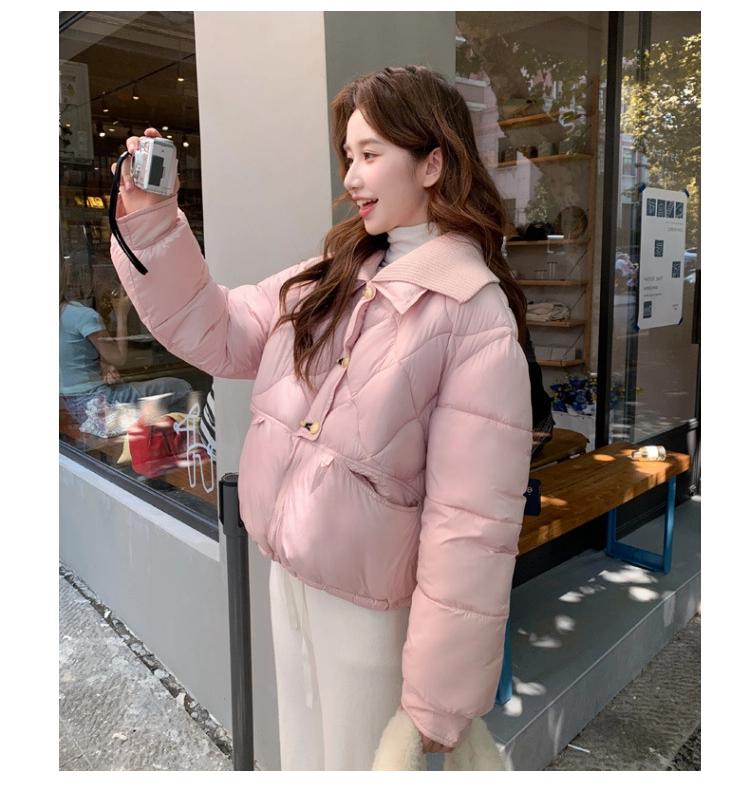 Knitted Double Collar Short Warm Jacket