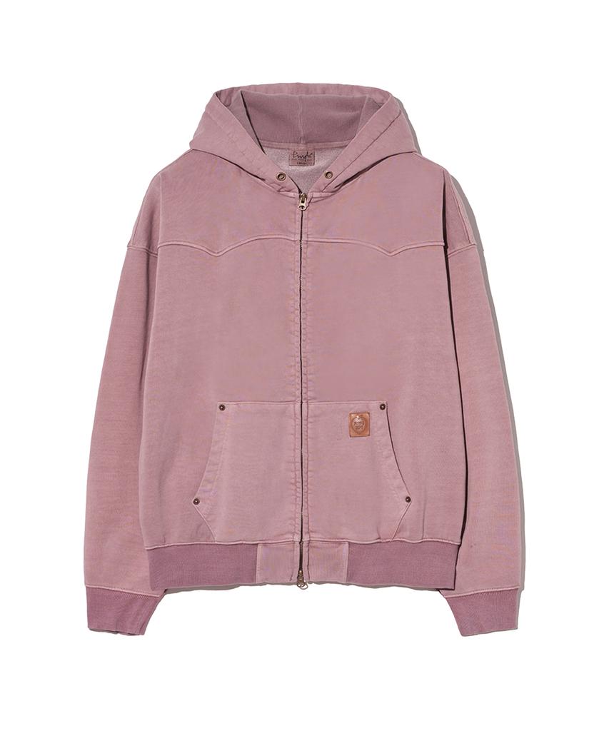 Physical Department Pigment Washed Work Zip-Up Hoodie_Dark Pink